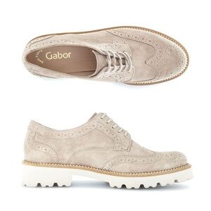 Gabor Men's Suede Wingtip Oxford in Light Taupe | 7 1/2